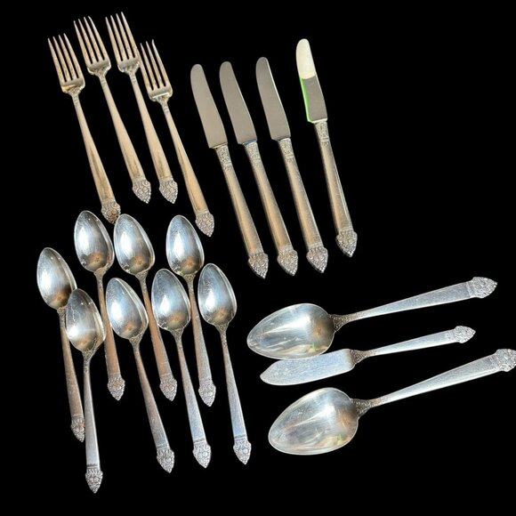 Oneida Silver-plated King Cedric Fruit pattern service for 4 and serving peace's - Picture 11 of 13
